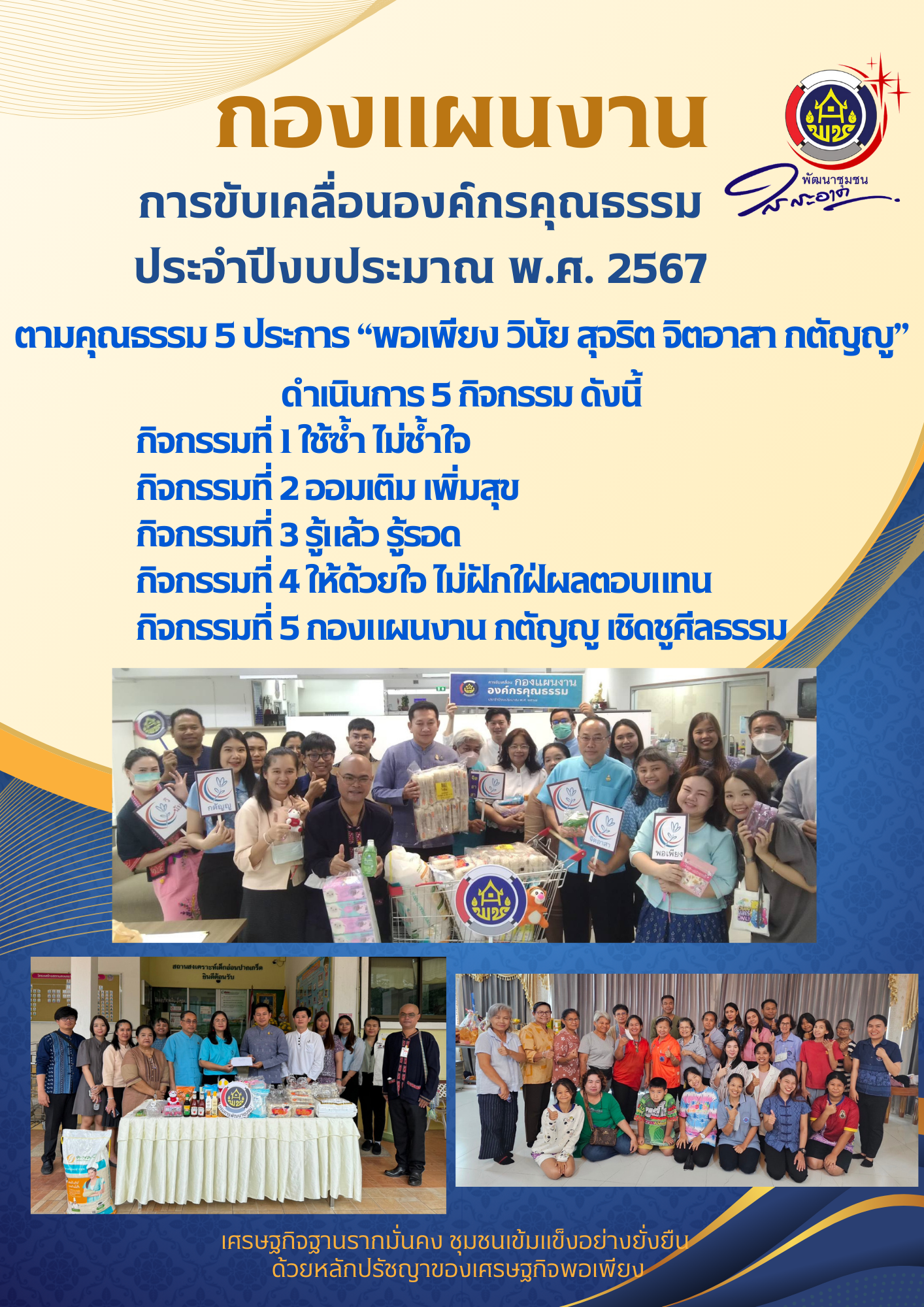 กองแผนงาน ขับเคลื่อนองค์กรคุณธรรม ประจำปีงบประมาณ พ.ศ. 2567